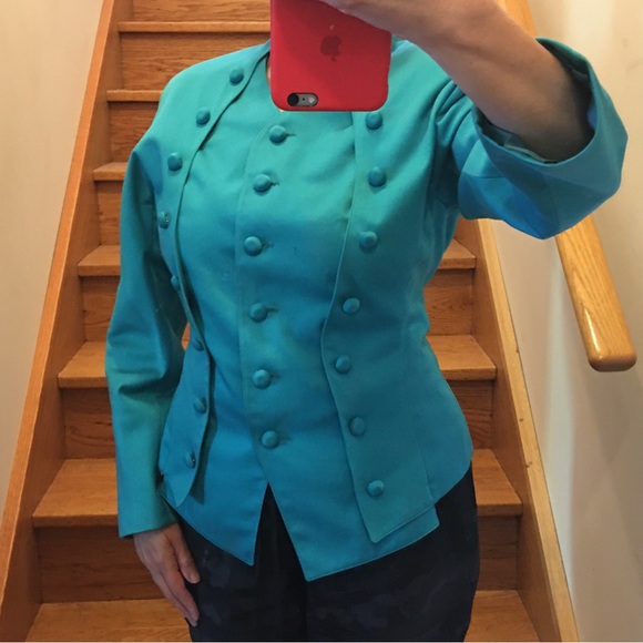 2-piece garment dress skirt suit fully lined size S color teal - Picture 9 of 16